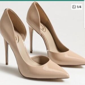 Sam Edelman Delores Pointed Toe Heel Beige Patent Leather Chic Pump